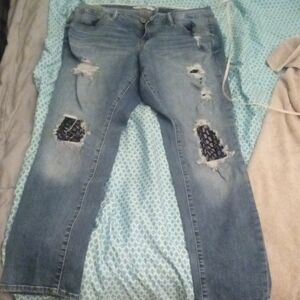 Torrid Blue Boyfriend Jeans with Distressed Details
